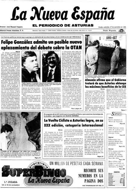 Portada Miércoles 27 de Noviembre de 1985