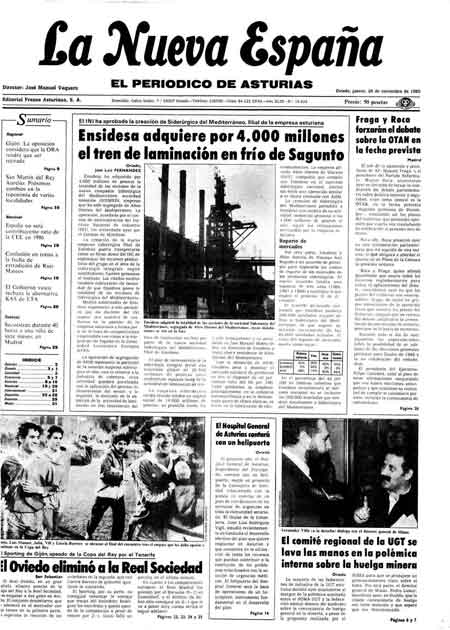 Portada Jueves 28 de Noviembre de 1985