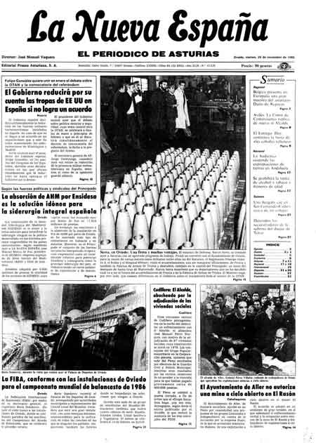 Portada Viernes 29 de Noviembre de 1985