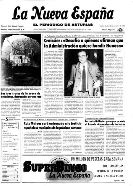 Portada Sábado 30 de Noviembre de 1985