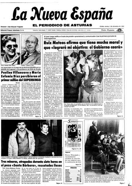 Portada Martes 3 de Diciembre de 1985