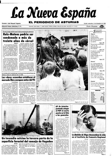 Portada Miércoles 4 de Diciembre de 1985