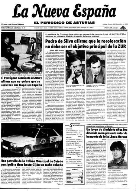 Portada Viernes 6 de Diciembre de 1985