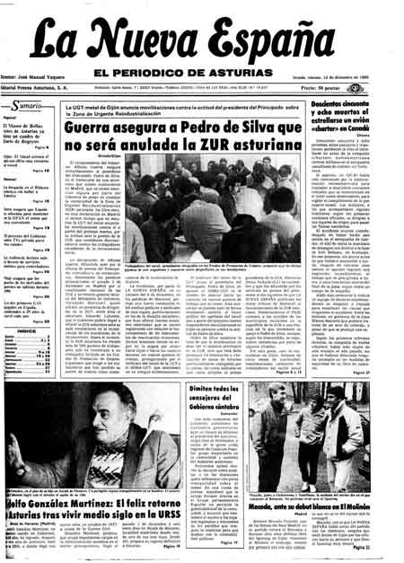 Portada Viernes 13 de Diciembre de 1985