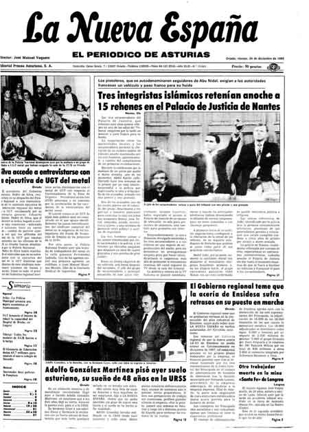 Portada Viernes 20 de Diciembre de 1985