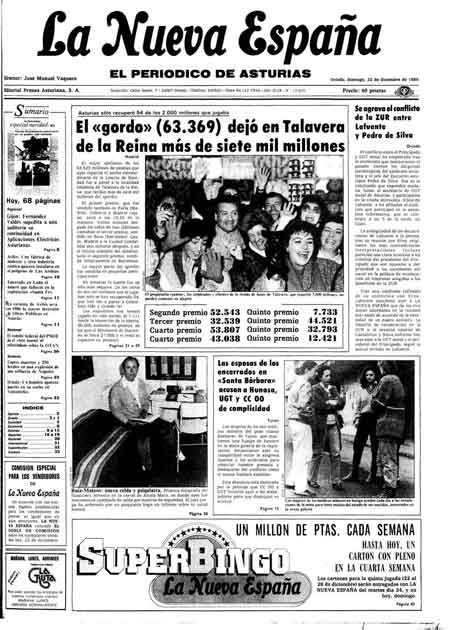Portada Domingo 22 de Diciembre de 1985