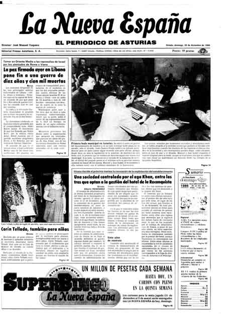 Portada Domingo 29 de Diciembre de 1985