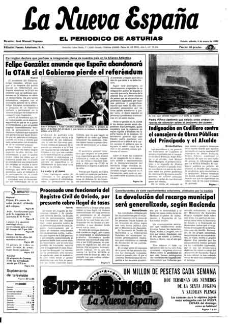 Portada Sábado 4 de  de 1986