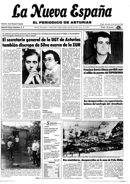 Portada Miércoles 8 de  de 1986