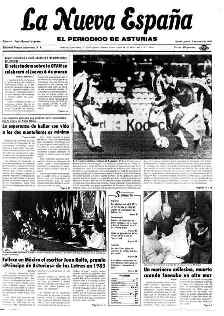 Portada Jueves 9 de  de 1986