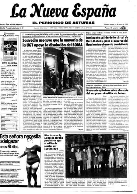Portada Martes 14 de  de 1986