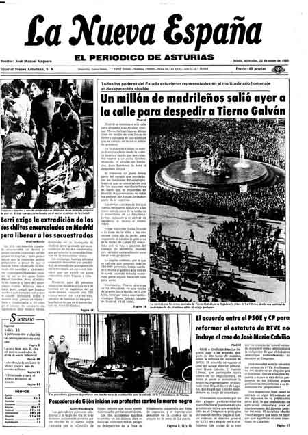 Portada Miércoles 22 de  de 1986