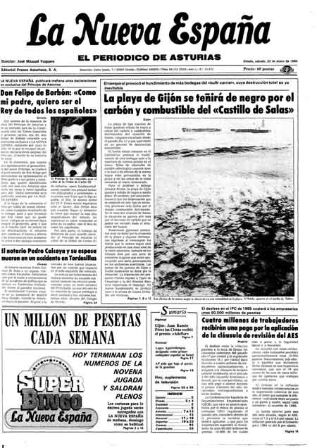 Portada Sábado 25 de  de 1986