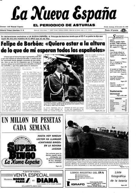 Portada Domingo 26 de  de 1986