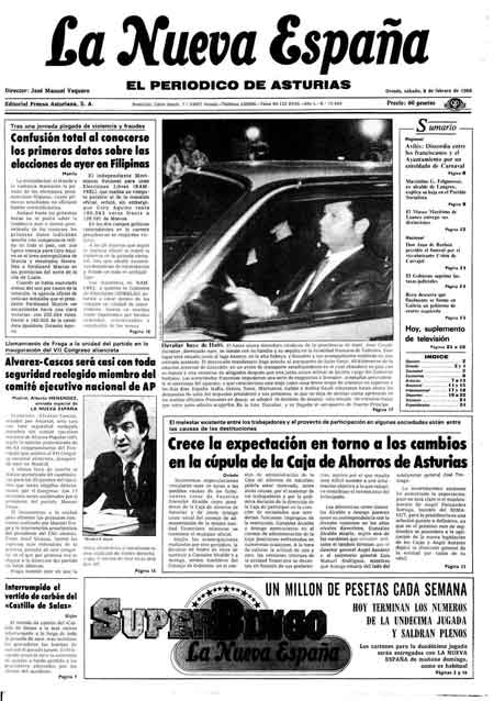 Portada Sábado 8 de  de 1986