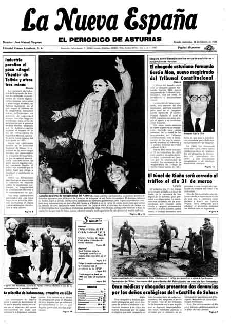Portada Miércoles 12 de  de 1986