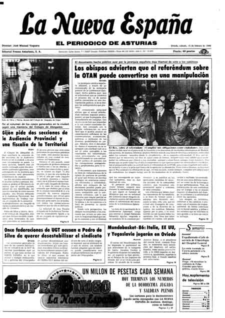 Portada Sábado 15 de  de 1986
