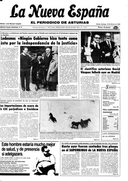 Portada Domingo 16 de  de 1986