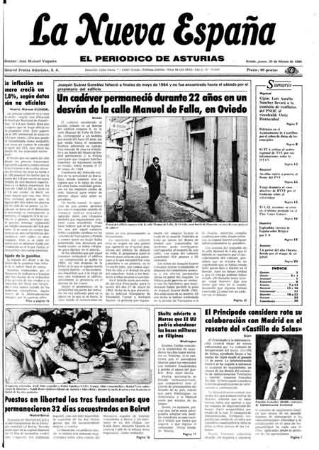 Portada Jueves 20 de  de 1986