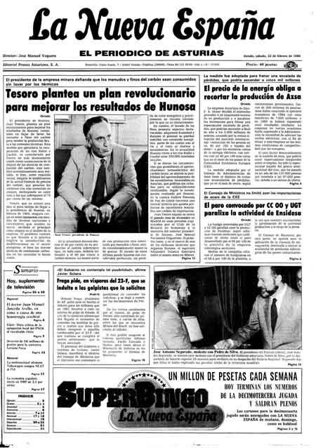 Portada Sábado 22 de  de 1986