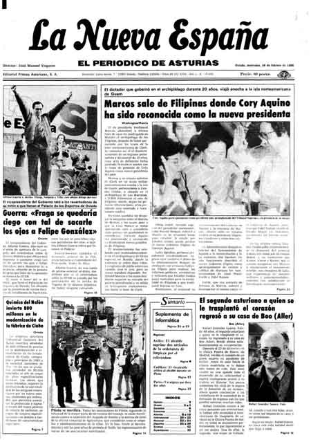 Portada Miércoles 26 de  de 1986