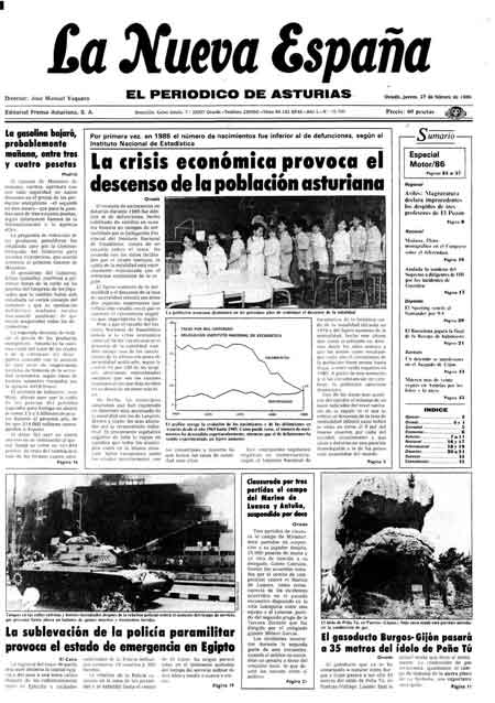 Portada Jueves 27 de  de 1986