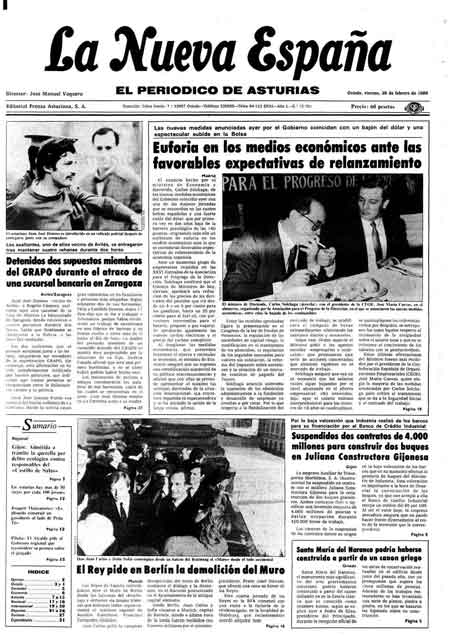 Portada Viernes 28 de  de 1986