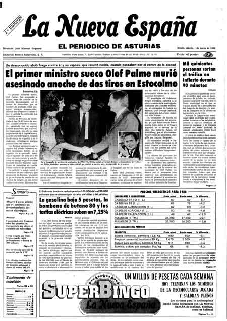 Portada Sábado 1 de  de 1986