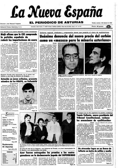 Portada Martes 4 de  de 1986