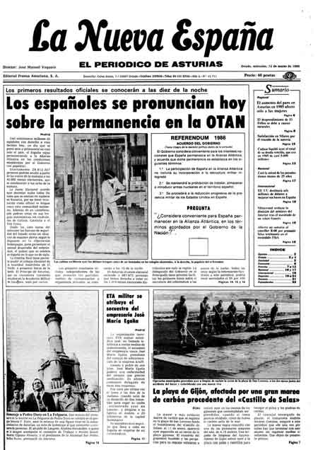 Portada Miércoles 12 de  de 1986