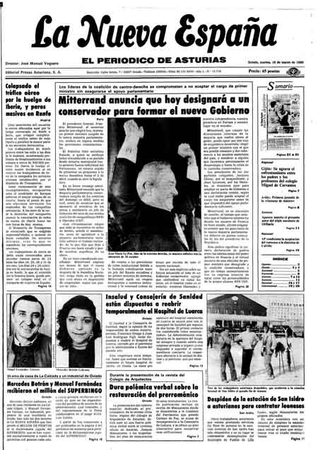Portada Martes 18 de  de 1986