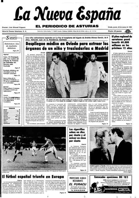 Portada Jueves 20 de  de 1986