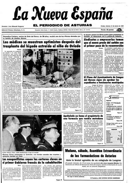 Portada Viernes 21 de  de 1986
