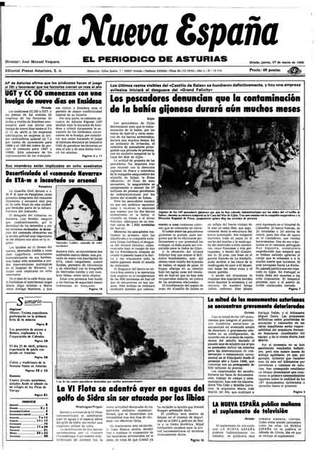 Portada Jueves 27 de  de 1986
