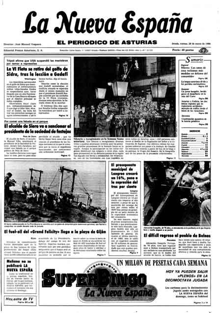Portada Viernes 28 de  de 1986