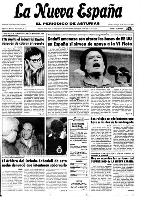 Portada Domingo 30 de  de 1986