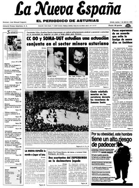 Portada Martes 1 de  de 1986