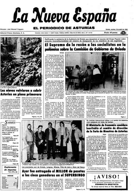 Portada Martes 8 de  de 1986