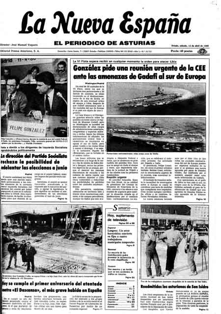 Portada Sábado 12 de  de 1986