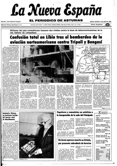Portada Miércoles 16 de  de 1986