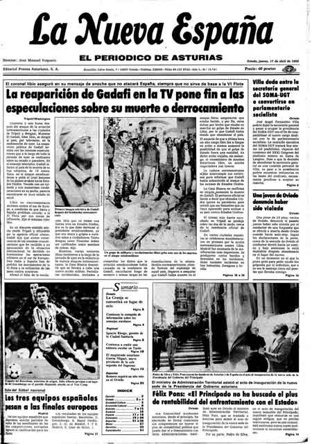 Portada Jueves 17 de  de 1986