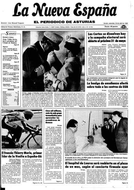 Portada Miércoles 23 de  de 1986