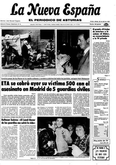 Portada Sábado 26 de  de 1986