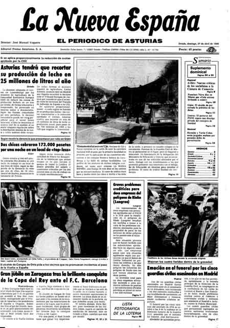 Portada Domingo 27 de  de 1986