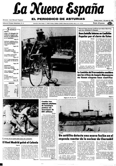 Portada Jueves 1 de  de 1986