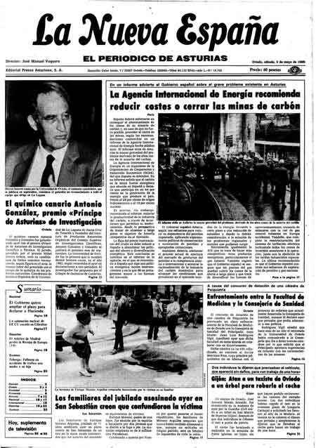 Portada Sábado 3 de  de 1986
