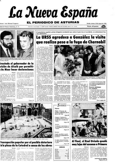 Portada Martes 20 de  de 1986
