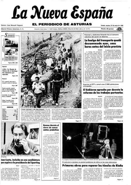 Portada Martes 27 de  de 1986