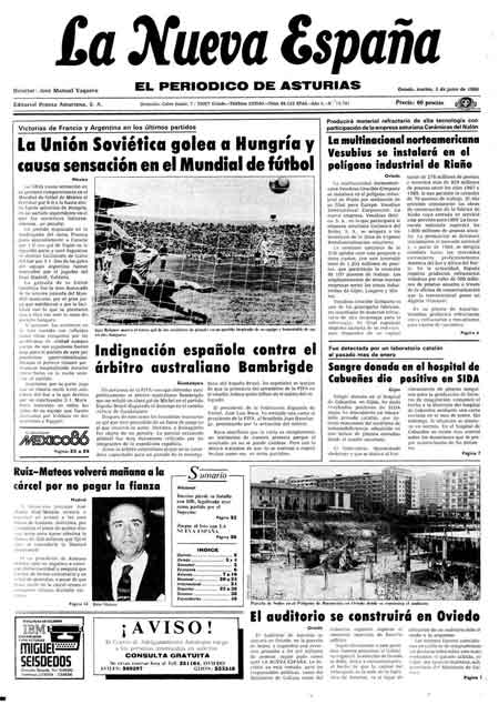 Portada Martes 3 de  de 1986