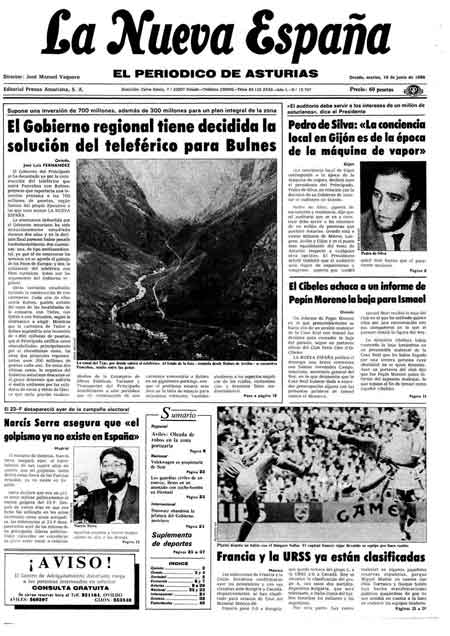 Portada Martes 10 de  de 1986